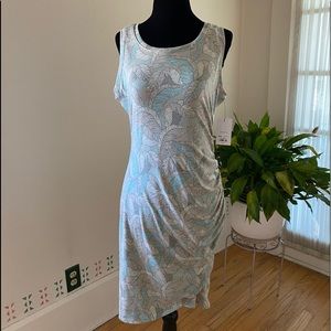 Nine West Floral Print Sleeveless Ruched Dress